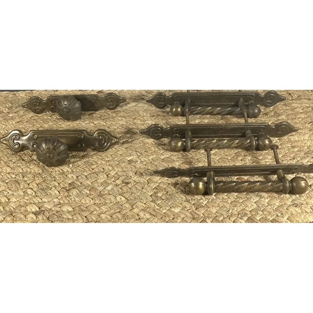 Lot Of 5 Vintage Drawer Pulls Brass